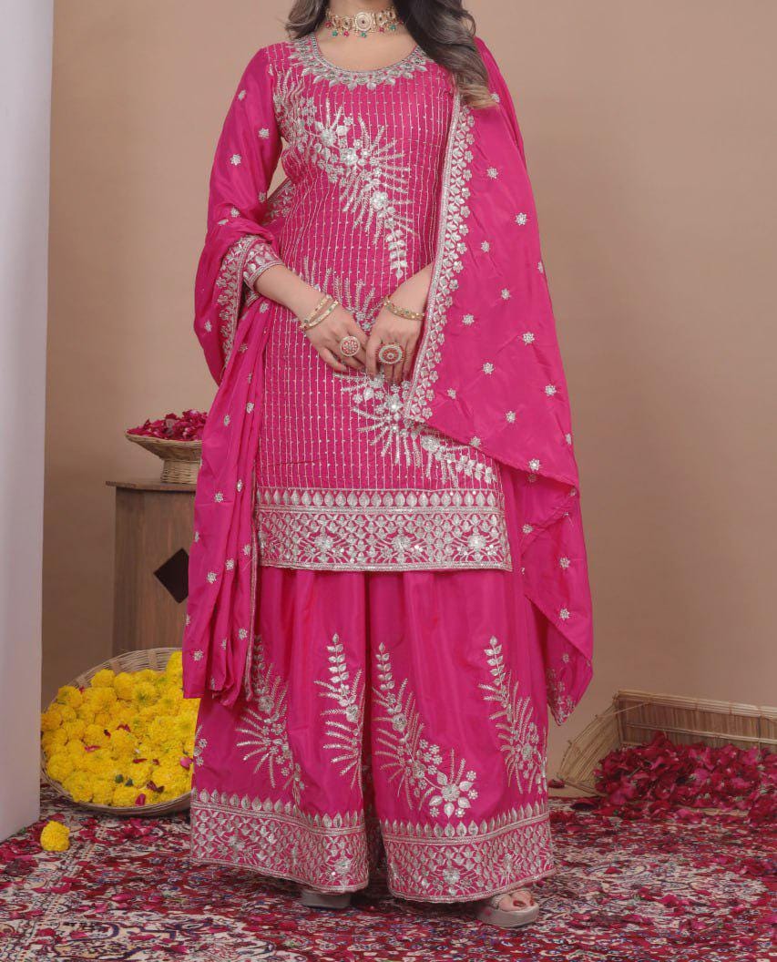 Women's Readymade Pink Georgette Pakistani Palazzo Suit
