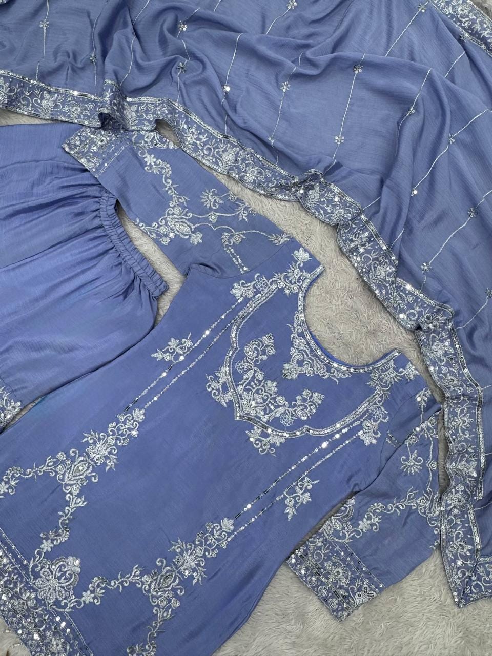 3-Piece Fancy Kurti with Sharara and Dupatta