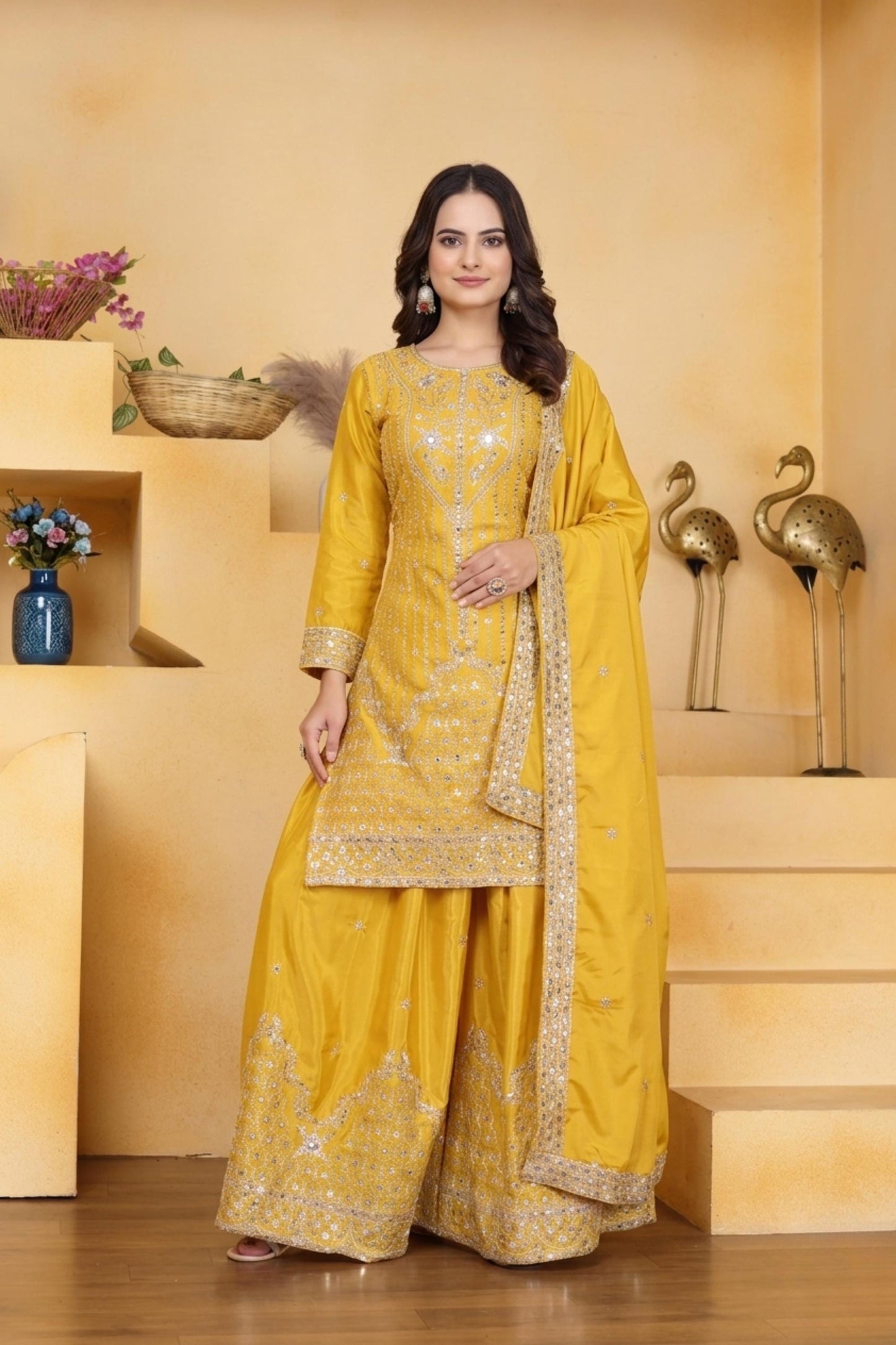 Maroon Embroidered Pakistani Palazzo Suit For Women Festive Season , Eid Dress