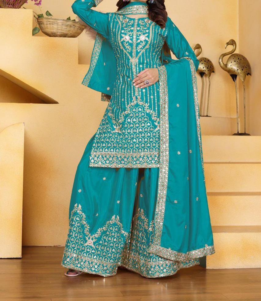 Maroon Embroidered Pakistani Palazzo Suit For Women Festive Season , Eid Dress