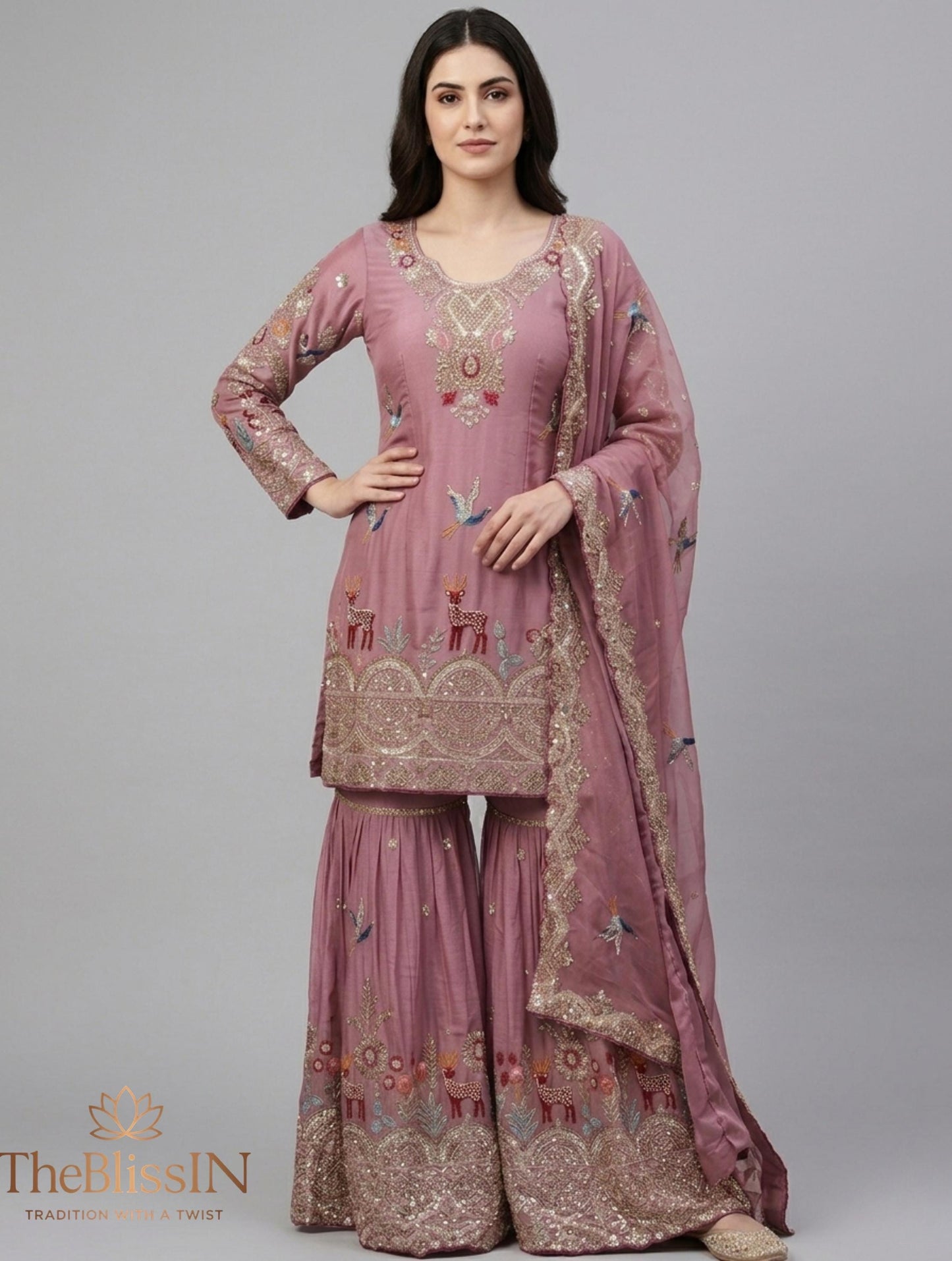 Exquisite White & Pink Traditional Wedding Wear Set For Women