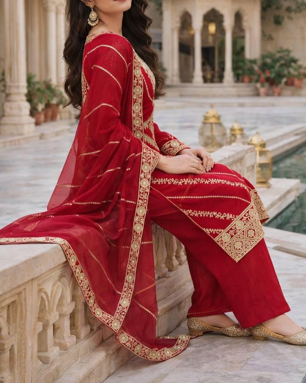 Heavy Fandy Silk Salwar Suit with Sequence Embroidery – Ready to Wear