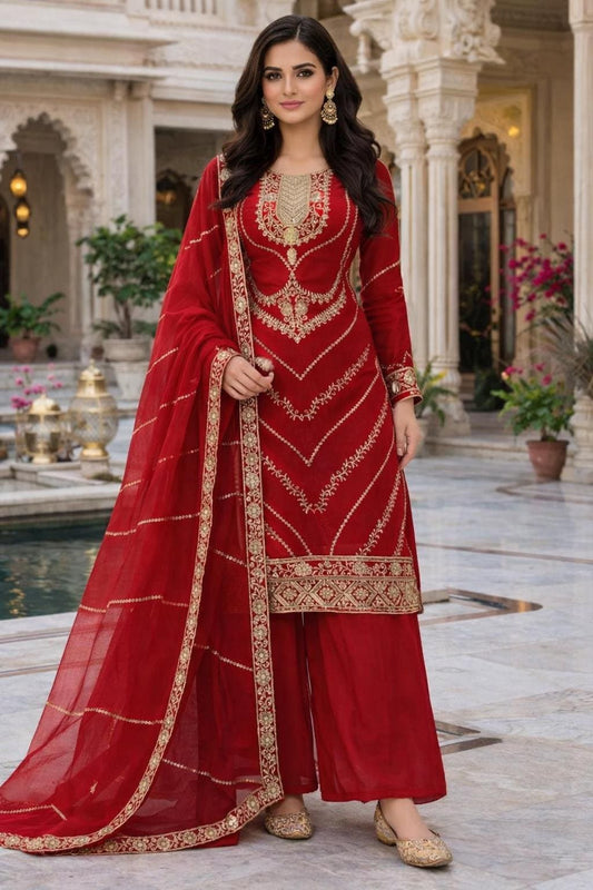 Heavy Fandy Silk Salwar Suit with Sequence Embroidery – Ready to Wear