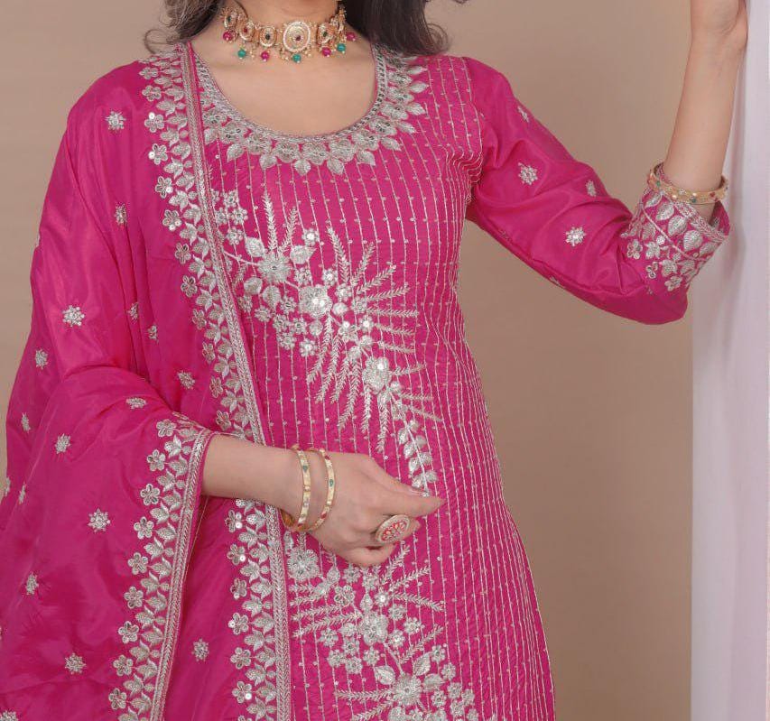 Women's Readymade Pink Georgette Pakistani Palazzo Suit