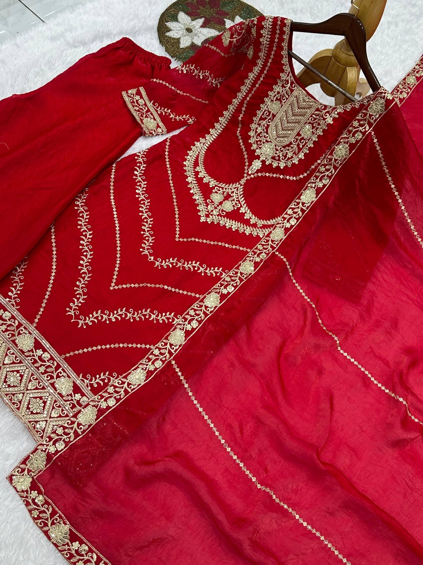 Heavy Fandy Silk Salwar Suit with Sequence Embroidery – Ready to Wear