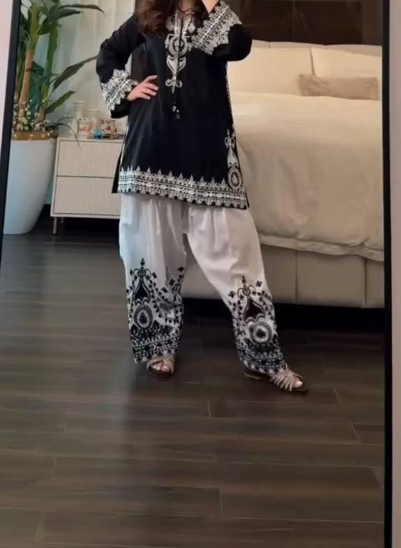 Silk Kurta Palazzo Set with Embroidery Printed Dupatta, Festive Ethnic Wear