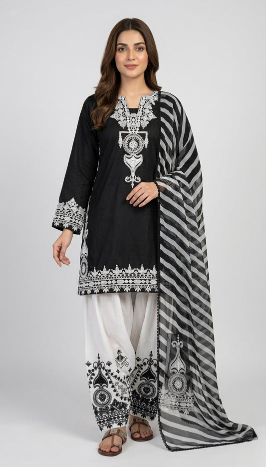 Silk Kurta Palazzo Set with Embroidery Printed Dupatta, Festive Ethnic Wear